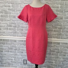 Talbots Pink Jacquard Floral Sheath Dress With Flutter Sleeves Back Zipper Size