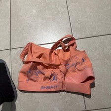 SHEFIT High-Impact Sports Bra Coral Peach Purple Splatter Size Large