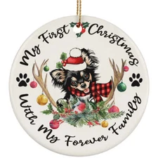My First Christmas Chihuahua Dog With Deer Anlters Ornament Gift Decor Hanging