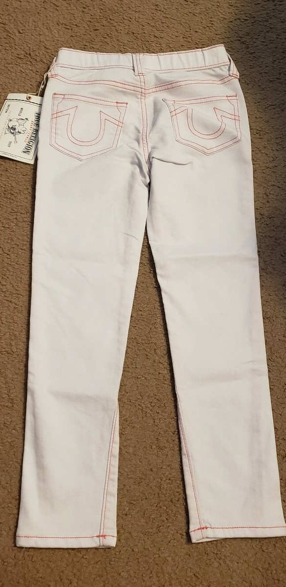 TRUE RELIGION ホワイトジーンズ　25 NWT True Religion Girls White Jeans, pink stitching, Size 6