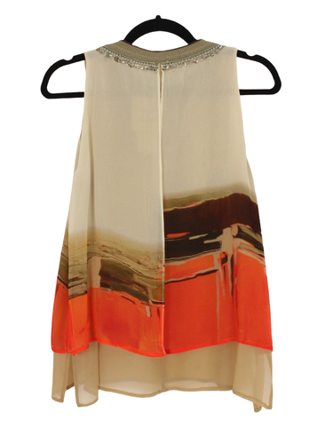 NWT Anthropologie Bl-nk High Desert Blouse size Small Sleeveless Orange Beaded - Picture 7 of 16