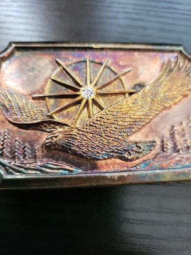 Fibbia per elt vintage in metallo con strass aquila calva. - Foto 2 di 5