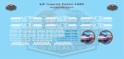 ACE Commuter Express F40PH HO 1:87 Scale Decal Set | eBay