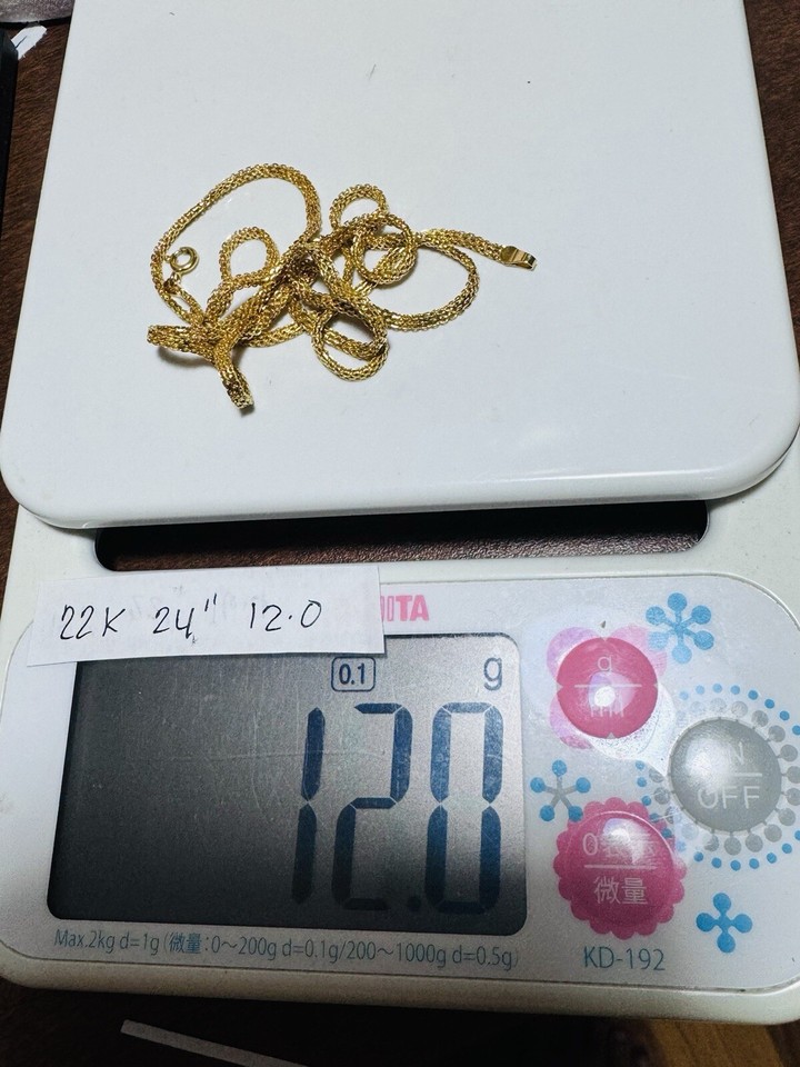 SOLID22CT 22K 916 Real Dubai Saudi Yellow Gold 23.5”/24” Long Necklace