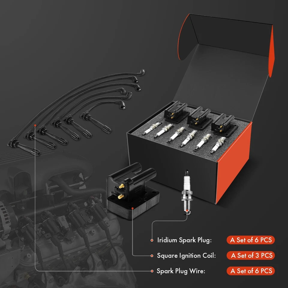 3x bobinas de encendido y 6x bujías de iridio y 6x cables para Hyundai Sonata 02-04 Foto 2 de 4