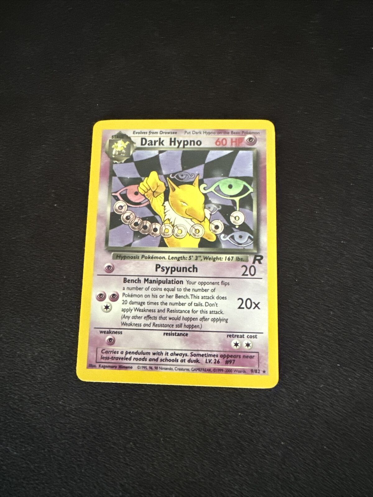 Dark Hyno 9/82 Team Rocket Holo Rare Pokémon Card - LP