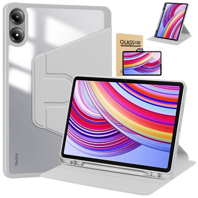 For Xiaomi Redmi Pad Pro/Poco Pad 12.1 inch Case Rotating Stand Cover Clear Back