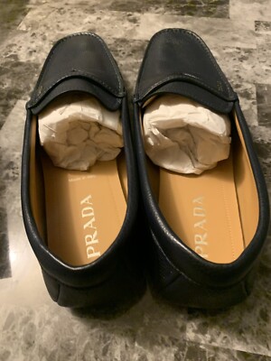 Prada Spazzolato Rios Calzature Uomo Navy Blue Size 11.5 PRADA Leather Upper Blue Casual Shoes for Men for sale | eBay main image 3