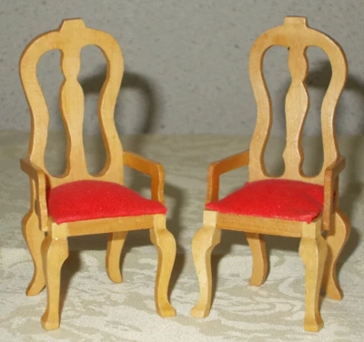 2x Armlehnen-Stuhl 🪑Natur Holz Puppenstube MINIATUR Möbel Handmade Wichtelhaus - Bild 1 von 4