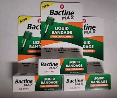 Bactine Max Liquid Bandage No Sting Pain Relief Kills 99.9% Germs Lot Of 3