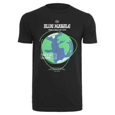 Mister Tee T-Shirt Bleu Marbré Noir À Manches Courtes Col Rond Terre Planète - Photo 1/2