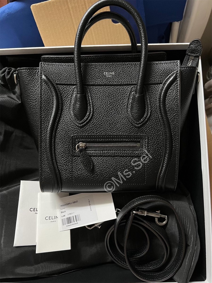 Authentic Celine Nano Luggage bag in drummed black calfskin | eBay