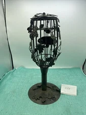 Wine Bottle Design Grapes/Vines Metal Cork Storage Piece With Lid 6.5”X 13.5” T