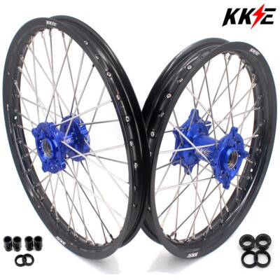 KKE 21/19'' MX Wheels Rims Fit Kawasaki KX250F KX450F 2006-2018 KX125 KX250 Blue