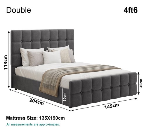 Ottoman Bed Small Double King Size Storage Gas Lift Up Velvet Bed Frame Bedroom - Picture 24 of 44