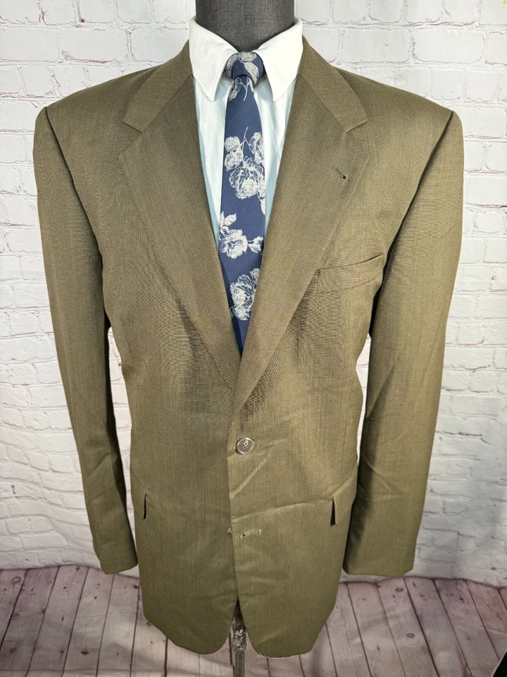 Traje de 2 piezas plisado de lana marrón para hombre KILBURNE and FINCH 44L chaqueta 33/32 pantalón Foto 2 de 4