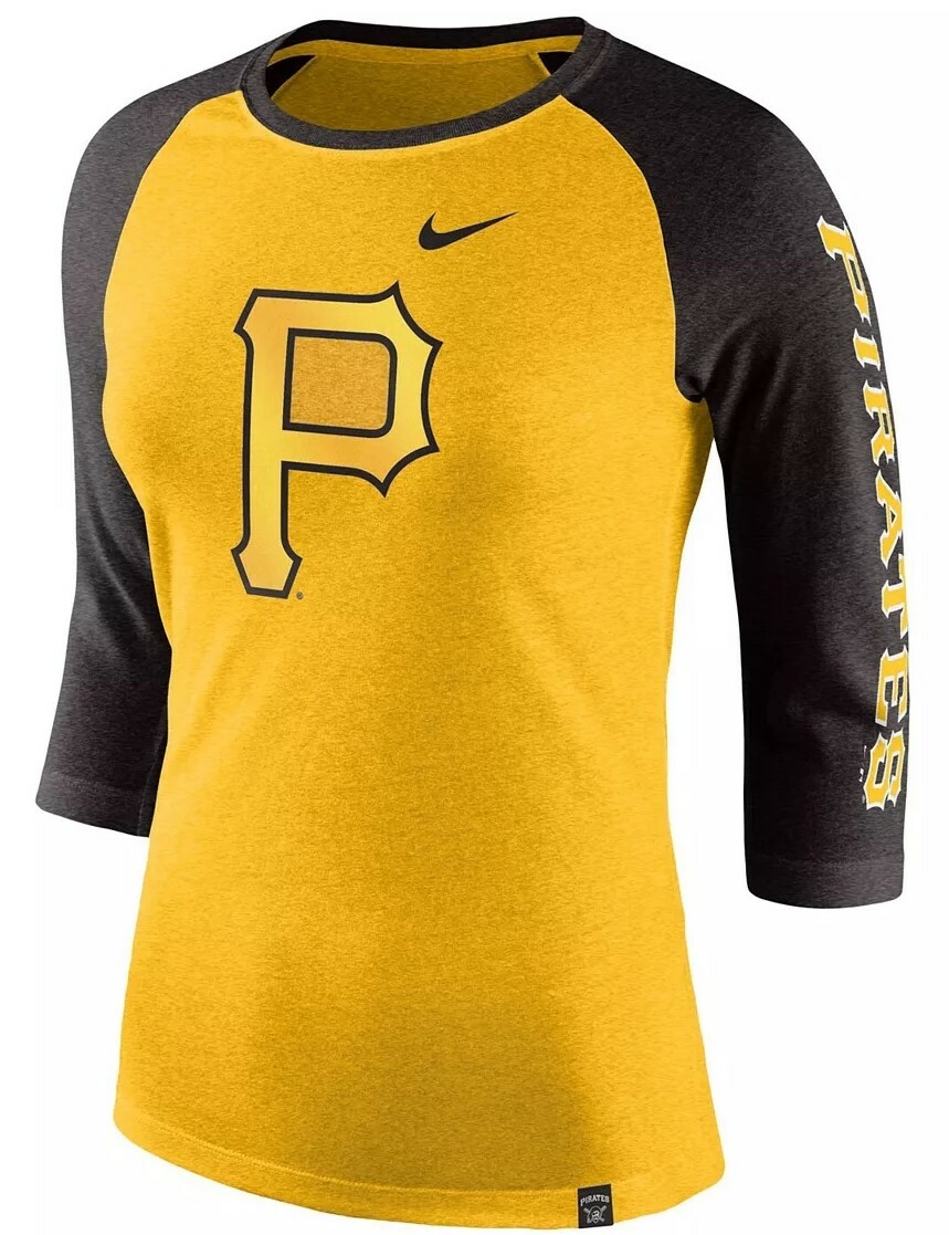Pittsburgh Pirates Women s Nike Gold Tri Blend 3 4 Sleeve Raglan T pittsburgh-pirates-women-s-nike-gold-tri-blend-3-4-sleeve-raglan-t