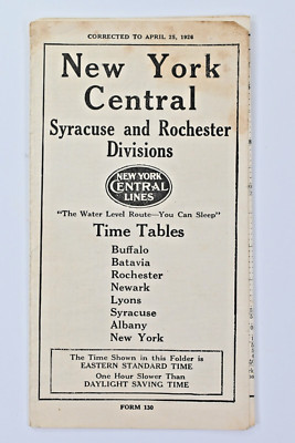 Antike 1926 New York Central Syracuse Rochester Division Zeittafeln A2I