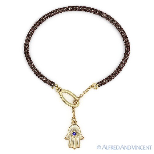 Hamsa Hand of Fatima Jewish Kabbalah Evil Eye Charm Cuff Bangle Lariat Bracelet - Picture 4 of 6