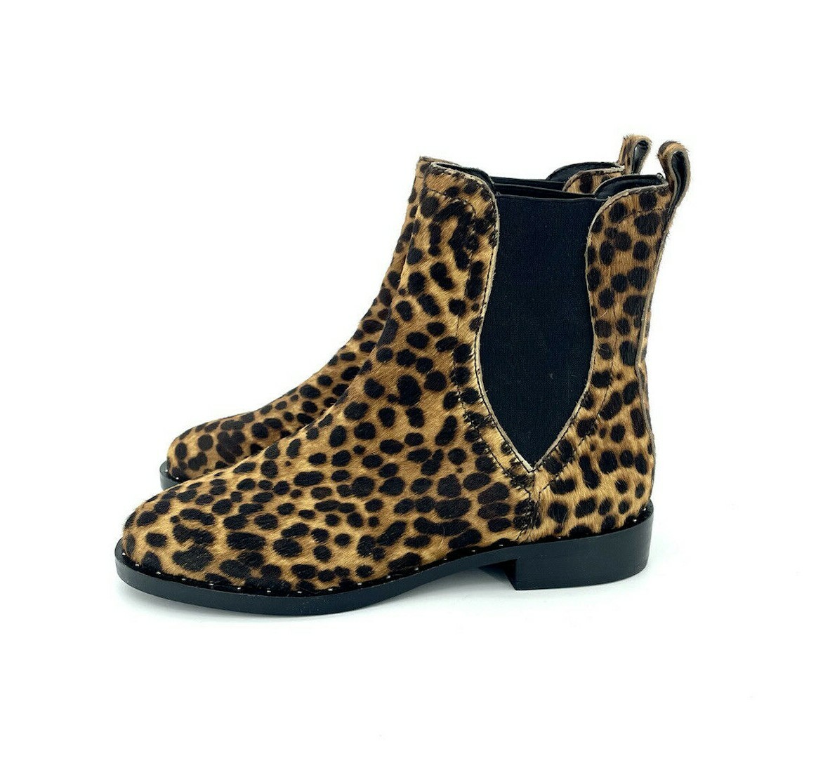 Rebecca Minkoff Boots Leopard Chelsea Calf Fur Studded Ankle SZ 7