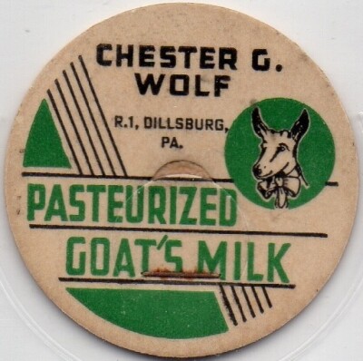 Milk Bottle Cap- Chester G. Wolf - R.1, Dillsburg, PA (Pennsylvania)-GOAT'S MILK