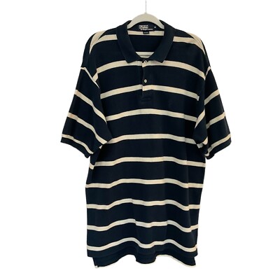 Vintage Polo Ralph Lauren Shirt Size XL BIG Striped Textured Blue White 90s Y2K