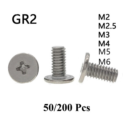 Titanium GR2 Phillips Utrathin Flat Head Laptop Notebook Screws M2 M2.5 M3 M4 M6
