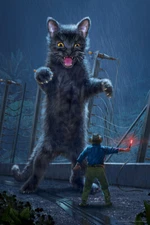 Jurassic Kitty Dinosaur Cat by Vincent Hie Movie Parody Art Print Poster 12x18