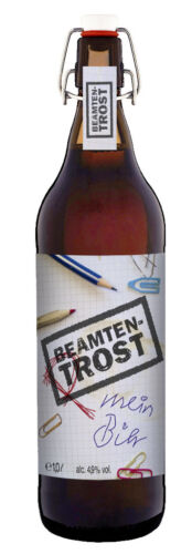 Beamten Trost oder Prost Bier Geschenk 1 Liter Flasche mit Bügelverschluss Pils - Bild 1 von 1