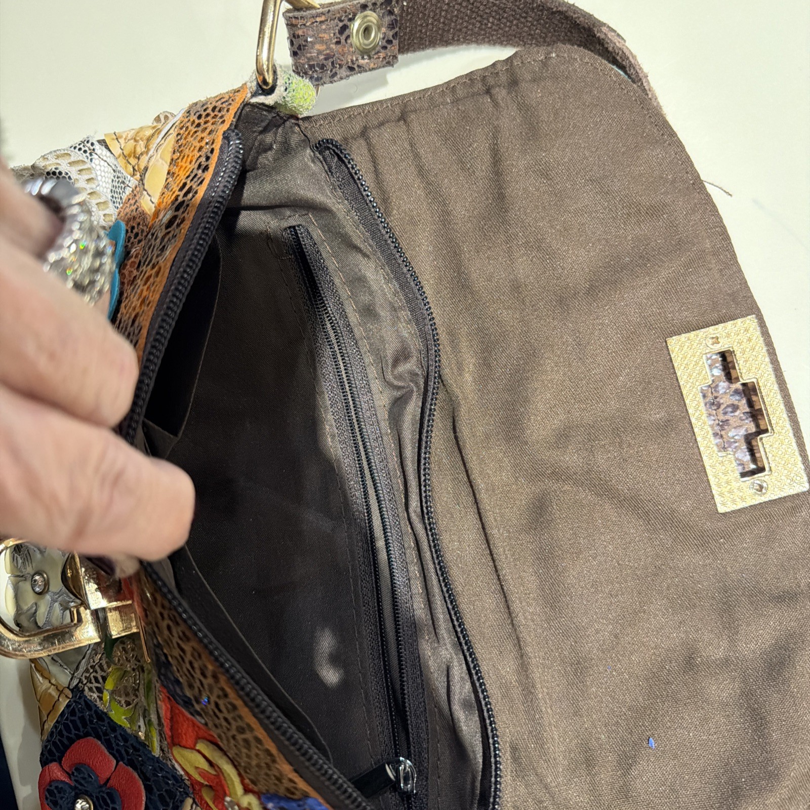 Bohemian Boho Style Patchwork Leather Shoulder Bag - image 4