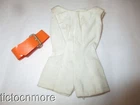 VINTAGE BARBIE DOLL CLOTHES FASHION PAK WHITE PLAYSUIT & ORANGE BELT COMPLETE