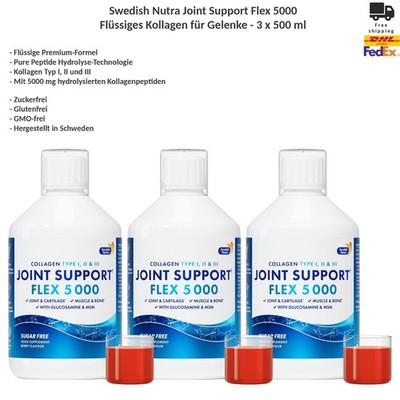 Swedish Nutra Joint Support Flex 5000 flüssiges Kollagen-Getränk mit MSM, 3x