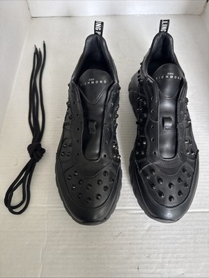John Richmond Studded Leather Chunky Sneakers Men s EU 46 US 12 Black England