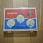 1943 Lincoln Wheat Steel Small Cent Set P D S Uncirculated RD