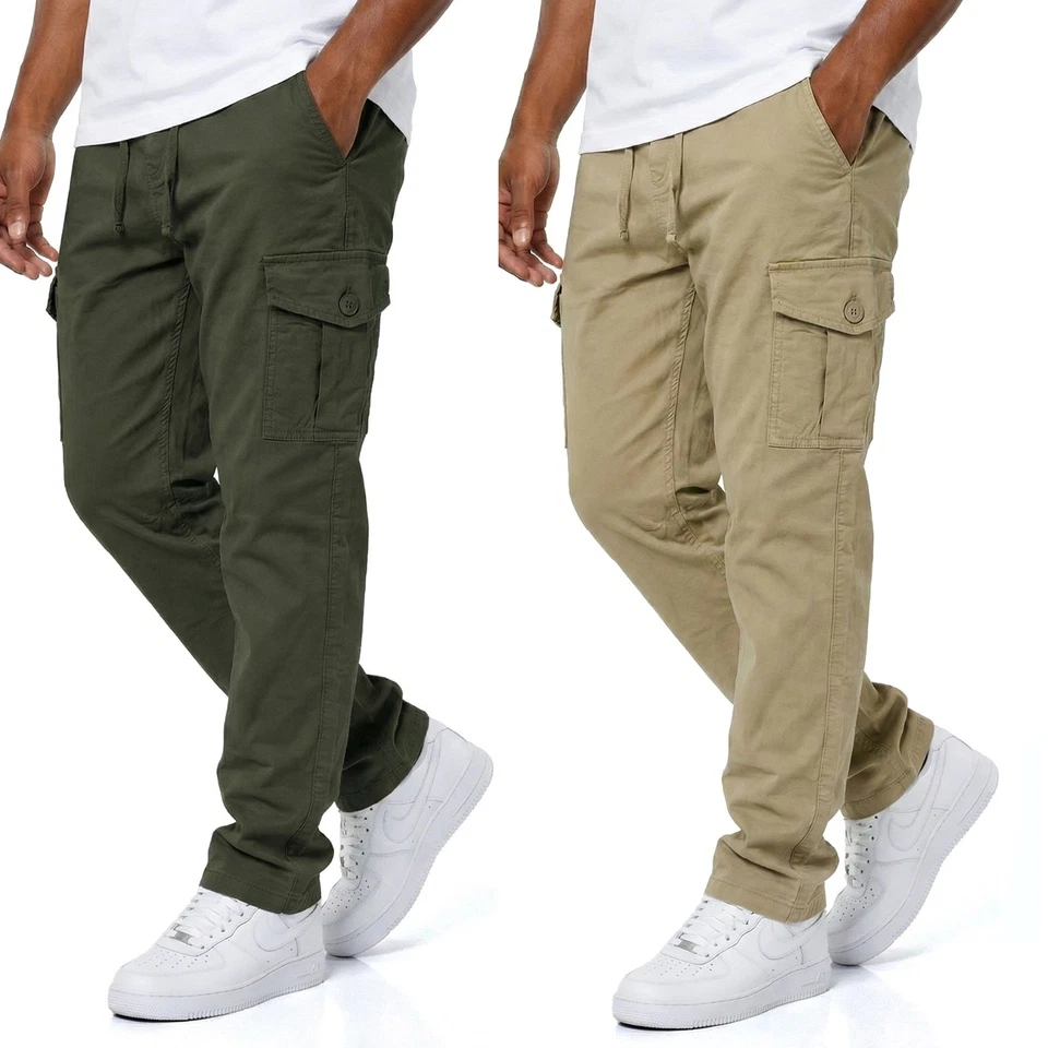 Herren Cargo Hose 6 Taschen Freizeithose Arbeitshose Jogger Cargo Chino NEU - Bild 1 von 1