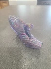 Fenton Draped Amethyst Iridescent Carnival Glass - Ladies Slipper with Cat Head