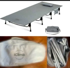 ICLIMB ULTRALIGHT EASY ASSEMBLE ADULT CAMPING FOLDING COT W/CARRY BAG~GREY