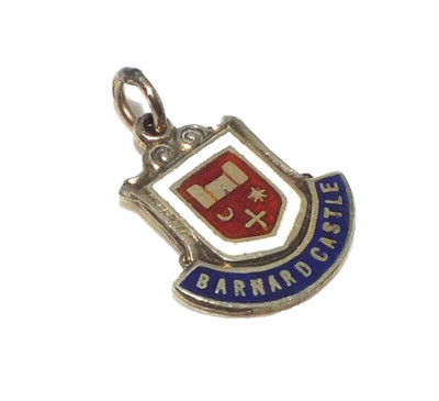 Barnard Castle Schild Charm 9 kt 9 Karat Gelbgold 