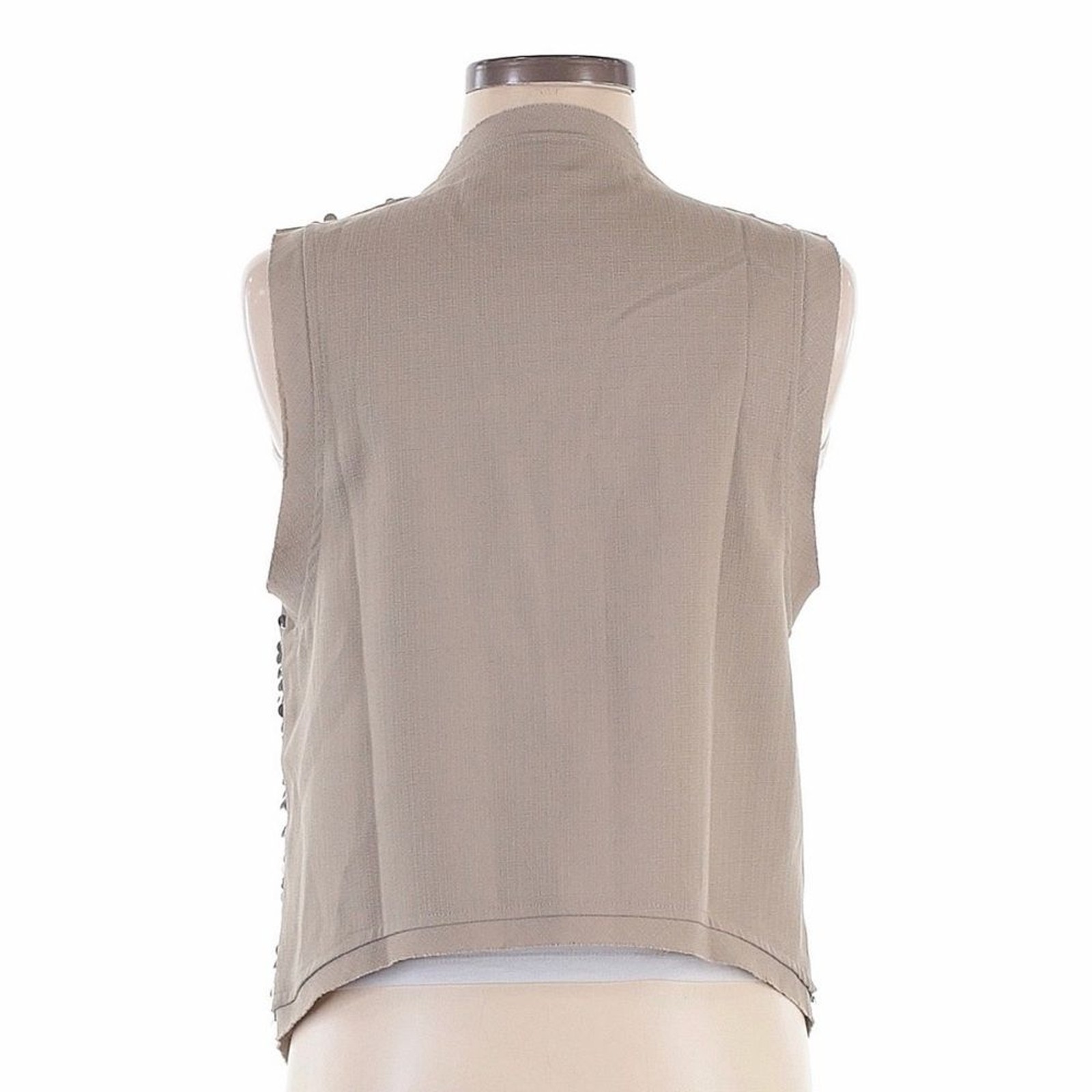 Silver Sequin Statement Vest Open Front – Size M - image 2