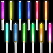 12 Pcs Glow Sticks Reusable 15 Colors LED Light up Stick Bulk Flashing Bright...