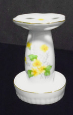Vintage Freestanding Ceramic Toothbrush Holder, Flowers details Gold Trim