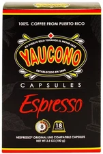 Yaucono Coffee Espresso Capsules, Espresso Roast, Intensity Level 8, 18 Count
