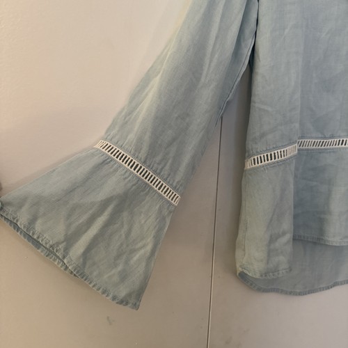 Cloth And Stone Anthropologie Shirt Sz Small Denim Ombré Look Top Blouse Blue - Picture 2 of 11