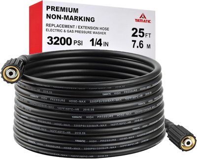 #ad YAMATIC Pressure Washer Hose 25FT 1 4quot; M22 Brass Fitting Kink Resistant Power Wa $36.57