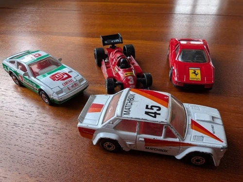 Vintage Matchbox model cars, Fiat Abarth 131 Nissan 300ZX Ferrari Testarossa F1