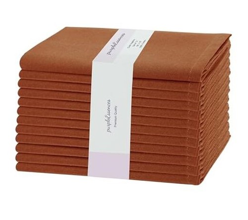 Set of 12 Cloth Dinner Napkins 100% Cotton 18x18 18" x 18" (Set of 12) Rust - Picture 1 of 7