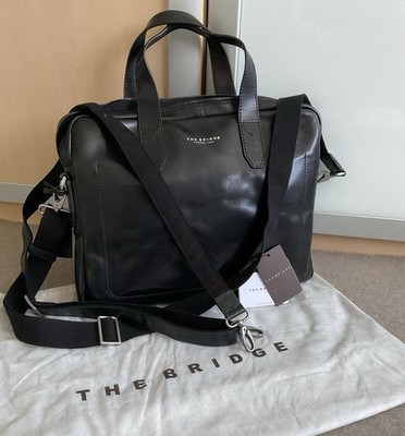 THE BRIDGE Business / Herren- u. Damentasche, schwarz, echtes Lackleder 