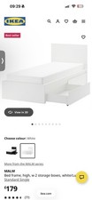 IKEA Malm White Single Bed Frame with Mattress and Under Bed Drawers VGC