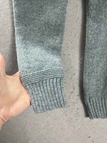 Wallace & Barnes Sweater Mens Small Shetland Wool Elbow Patch Oatmeal Crewneck - Picture 3 of 9