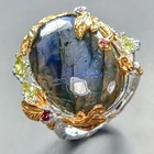 Jewelry ring 37 ct Natural Labradorite Ring 925 Sterling Silver Size 9 /R447490